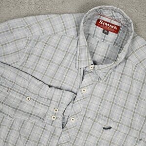 Simms (Men's XL) Plaid Fishing Button Shirt Lightweight Roll Tab Long Sleeve